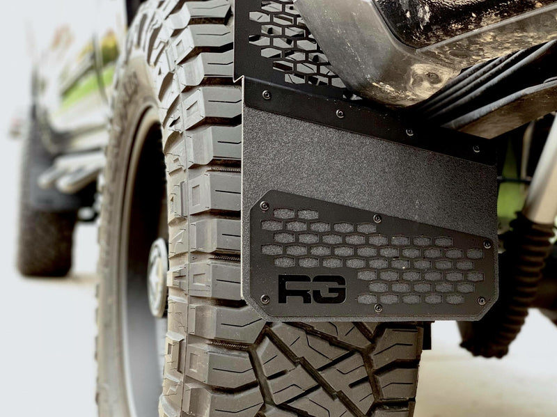 Load image into Gallery viewer, Ram Custom Fitting Rek Mesh Mud Flaps - Black on Black
